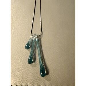 Vintage Sterling Silver 925 Murano Glass Necklace 16-18" #372